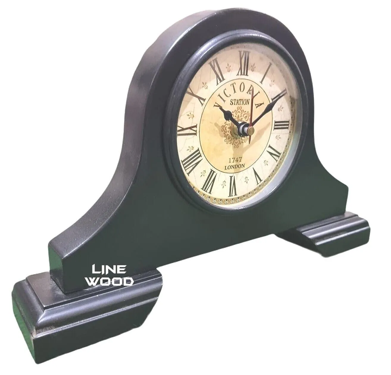 LINE WOOD™ - Mantel Clock Battery Operated - Wooden Shelf Clock for Living Room Decor Above Fireplace Mantel, Office, Shelf & Home Decoration and Gift (10" - Brown)