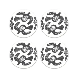 Linocut Kereru Ceramic Coaster Set/4