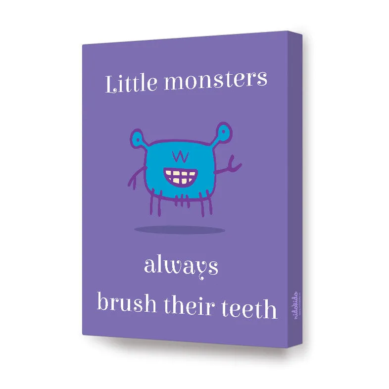 Little Monster Series Canvas Art <br> Brush Your Teeth