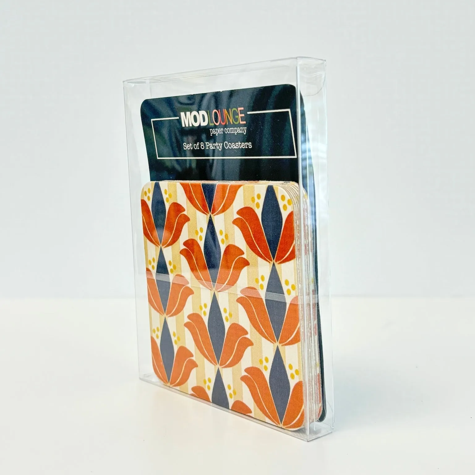 Lotus Mid Century Modern Paper Coaster Set