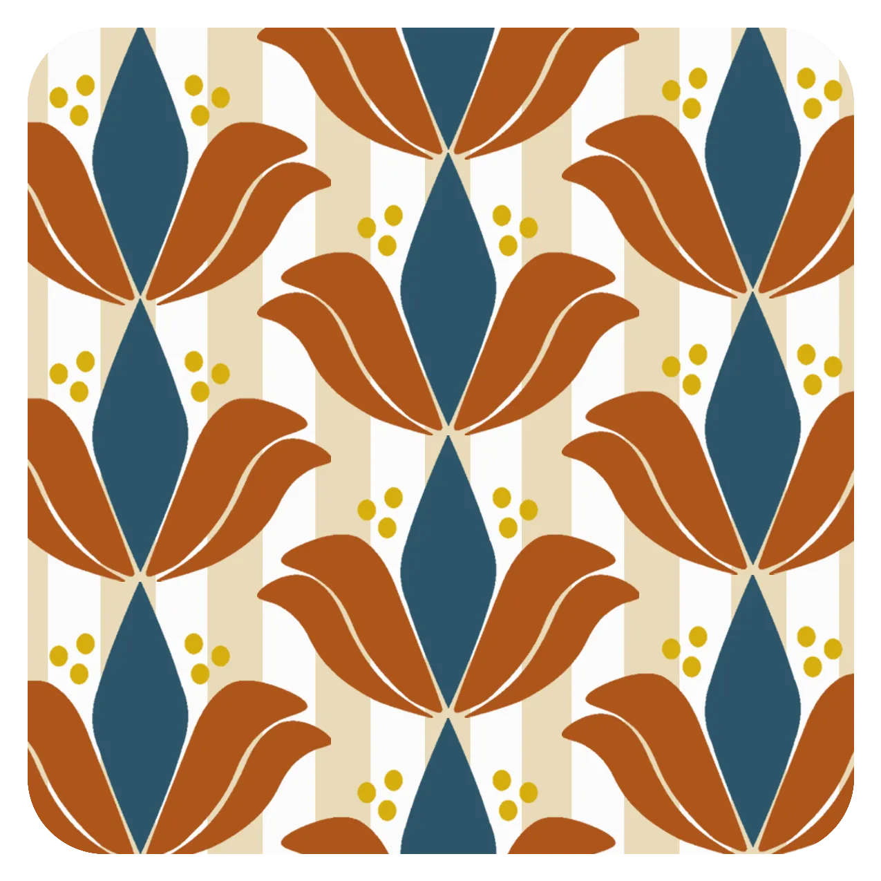 Lotus Mid Century Modern Paper Coaster Set