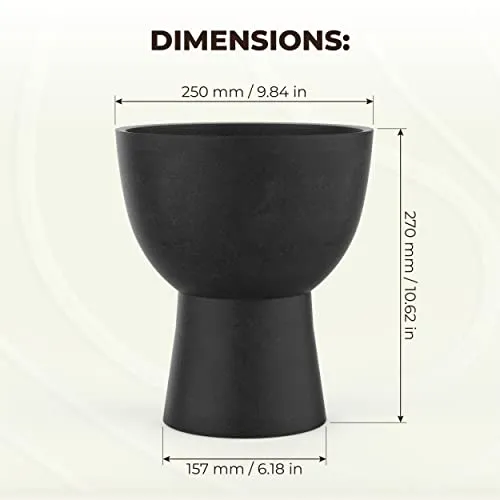 LUXEPORCH 10 Inch Plant Pot with Stand - Mid Century Modern Indoor Planter Pots with Drainage Hole, Plug, Plant Stand with Pot 10.6" Inches H - Large White Planters for Indoor Plants (Varen, White)
