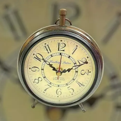 MAGNE NAUTICAL || Handmade Wooden Table Top Clock Antique Style Office Home Decor Handicrafts Items Wedding Gift Bedroom Living Room Antique Style (Brown 6Inch)