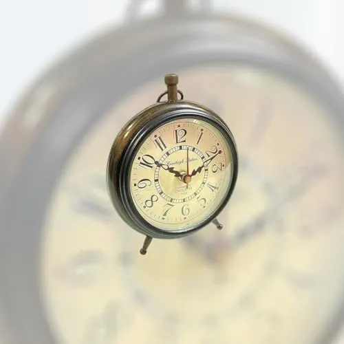 MAGNE NAUTICAL || Handmade Wooden Table Top Clock Antique Style Office Home Decor Handicrafts Items Wedding Gift Bedroom Living Room Antique Style (Brown 6Inch)