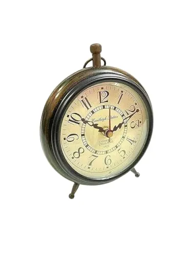 MAGNE NAUTICAL || Handmade Wooden Table Top Clock Antique Style Office Home Decor Handicrafts Items Wedding Gift Bedroom Living Room Antique Style (Brown 6Inch)