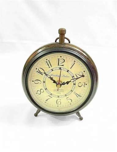 MAGNE NAUTICAL || Handmade Wooden Table Top Clock Antique Style Office Home Decor Handicrafts Items Wedding Gift Bedroom Living Room Antique Style (Brown 6Inch)