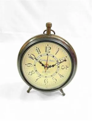 MAGNE NAUTICAL || Handmade Wooden Table Top Clock Antique Style Office Home Decor Handicrafts Items Wedding Gift Bedroom Living Room Antique Style (Brown 6Inch)