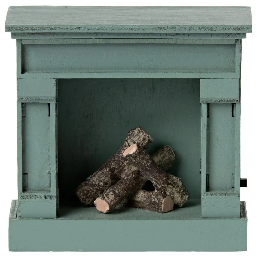 Maileg Fireplace, Mouse - Blue
