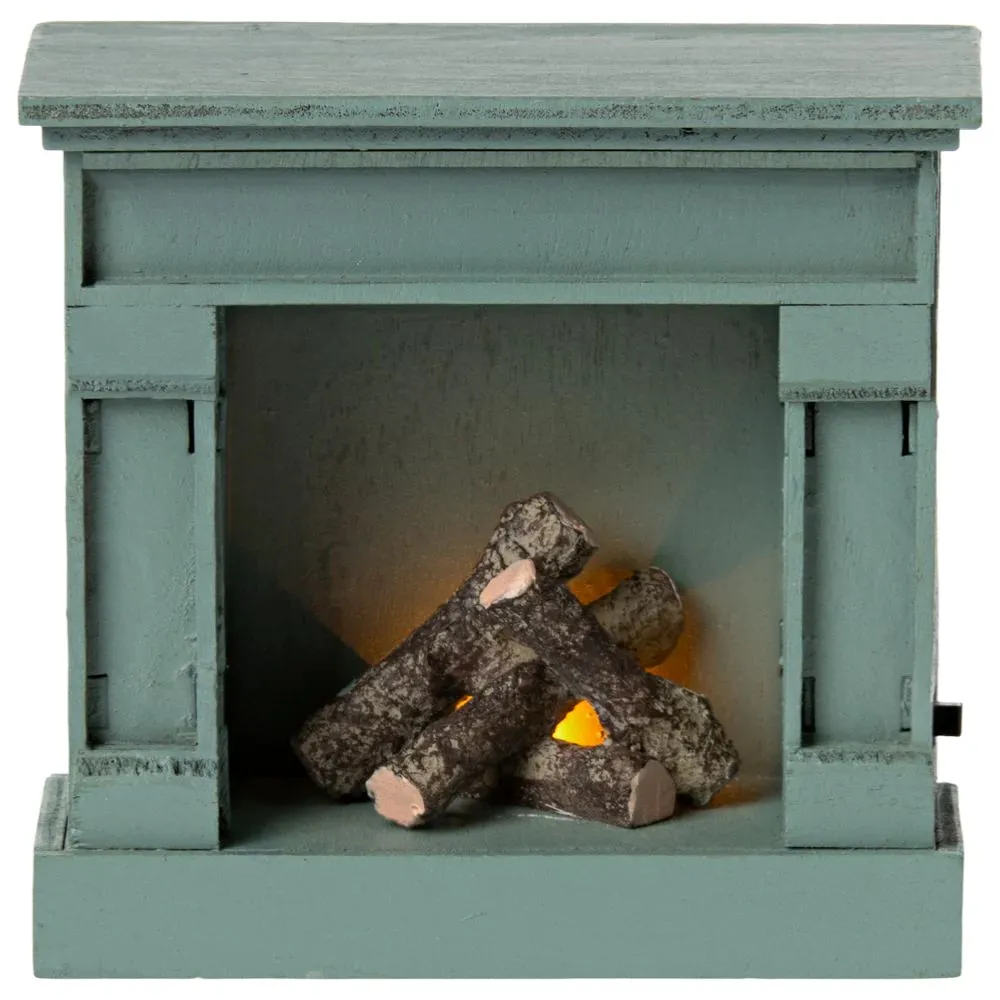 Maileg Fireplace, Mouse - Blue