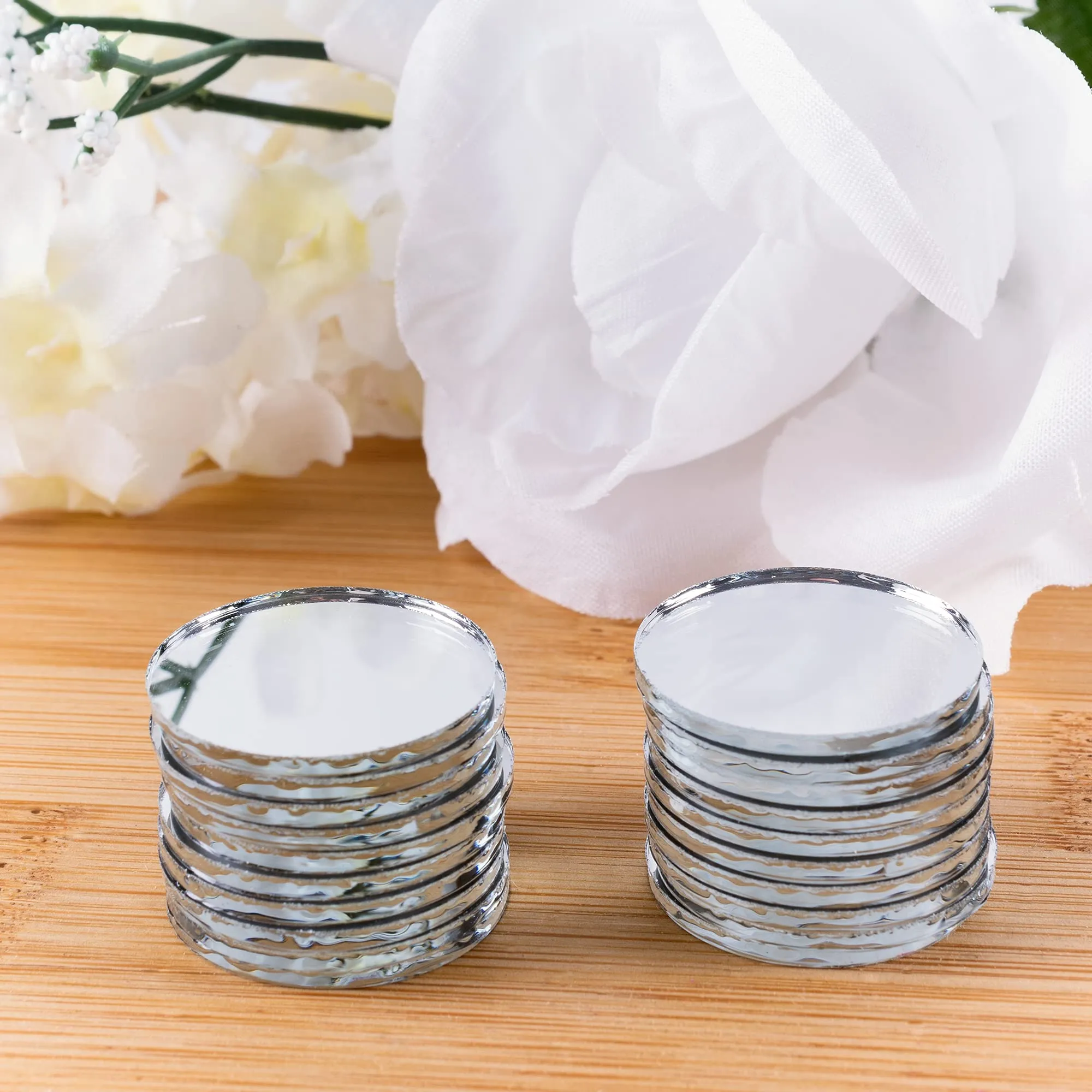 Mini 1 Inch Small Round Glass Mirror Circles for Arts & Crafts Projects, Traveling, Framing, Decoration (50 Pieces) by Super Z Outlet by Super Z Outlet