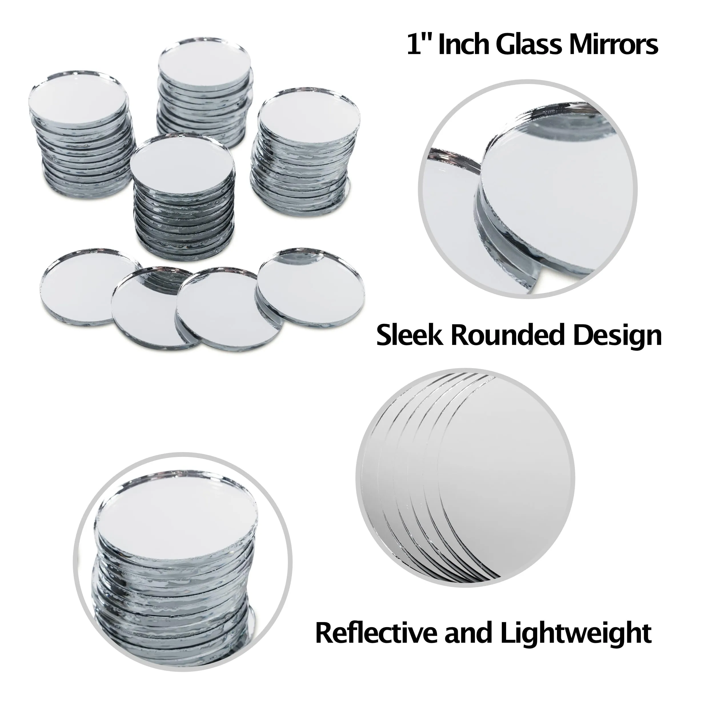 Mini 1 Inch Small Round Glass Mirror Circles for Arts & Crafts Projects, Traveling, Framing, Decoration (50 Pieces) by Super Z Outlet by Super Z Outlet
