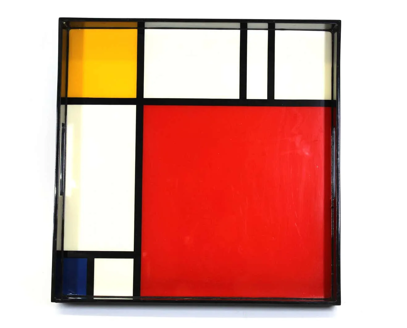 Modern Mondrian Style Lacquered Wood Serving Tray