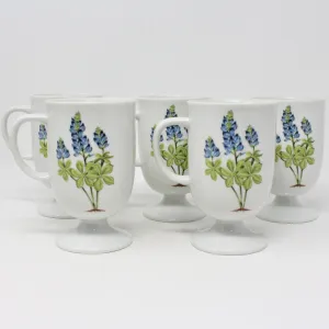 Mugs, House of Prill, Bluebonnet, Pedestal, Set of 5, Vintage