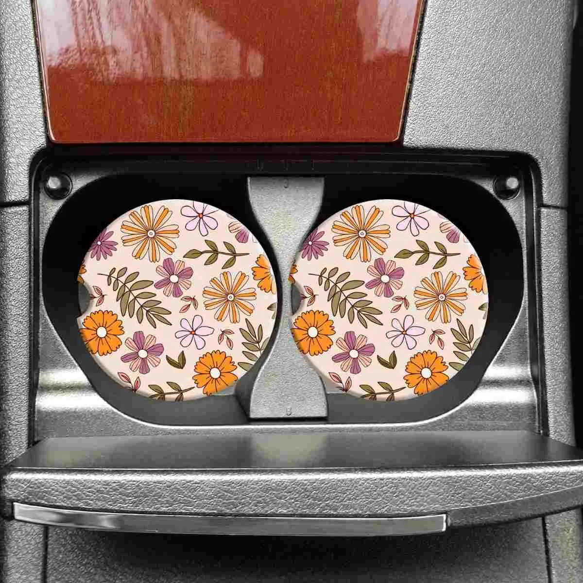 Mugsby | Boho Florals Car Coasters (Set of 2)