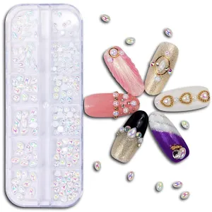 Multi Shape White Aurora Pearls Nail Art Tray