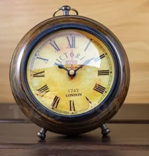 NAUTICAL COLLECTION Wooden Table Top Clock Antique Style Office Home Decor Handicrafts Items Wedding Gift Bedroom Living Room Table Clock Antique Style 6 Inch (Brown)