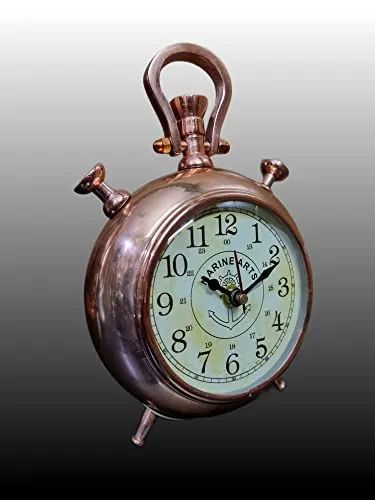 Nautical Edge - Unique Priced Metal Desk Clock Antique Stayle Roman Number Home & Office Study Living Room Decoration Gift Item (Copper)
