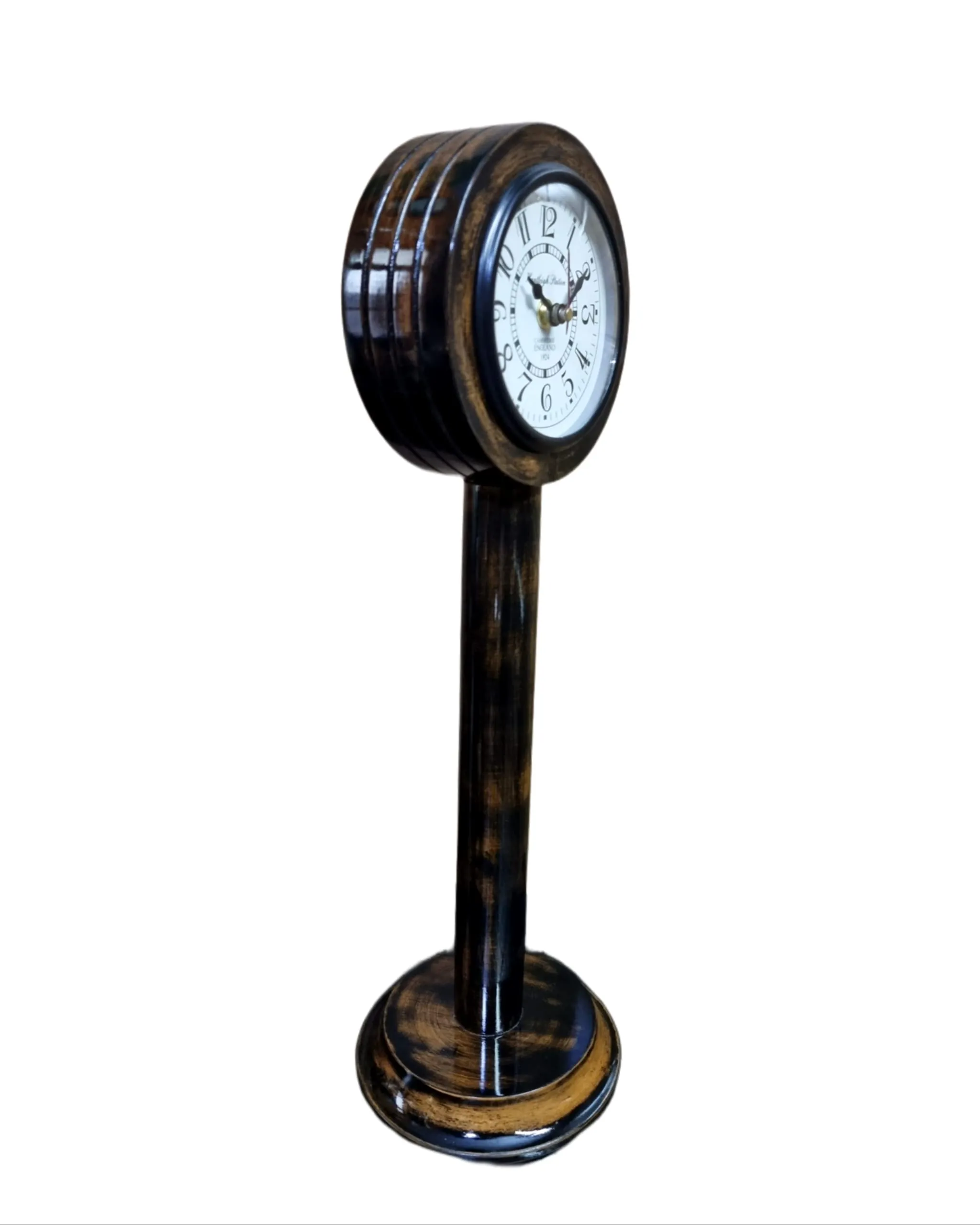 Nautical Edge - Unique Priced Wooden Table Desk Clock Antique Stayle Roman Number Home & Office Study Living Room Decoration Gift Item (Brown)