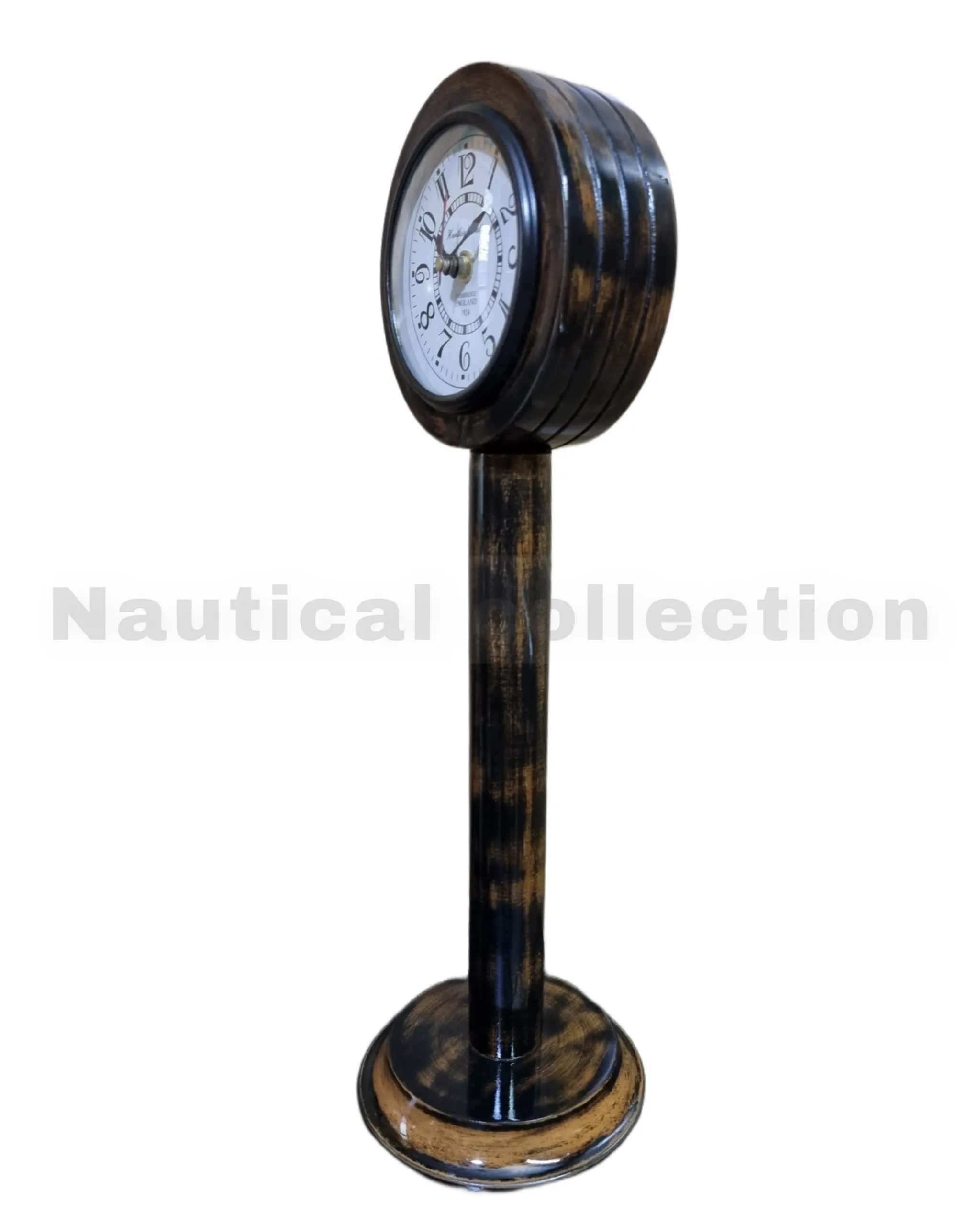 Nautical Edge - Unique Priced Wooden Table Desk Clock Antique Stayle Roman Number Home & Office Study Living Room Decoration Gift Item (Brown)
