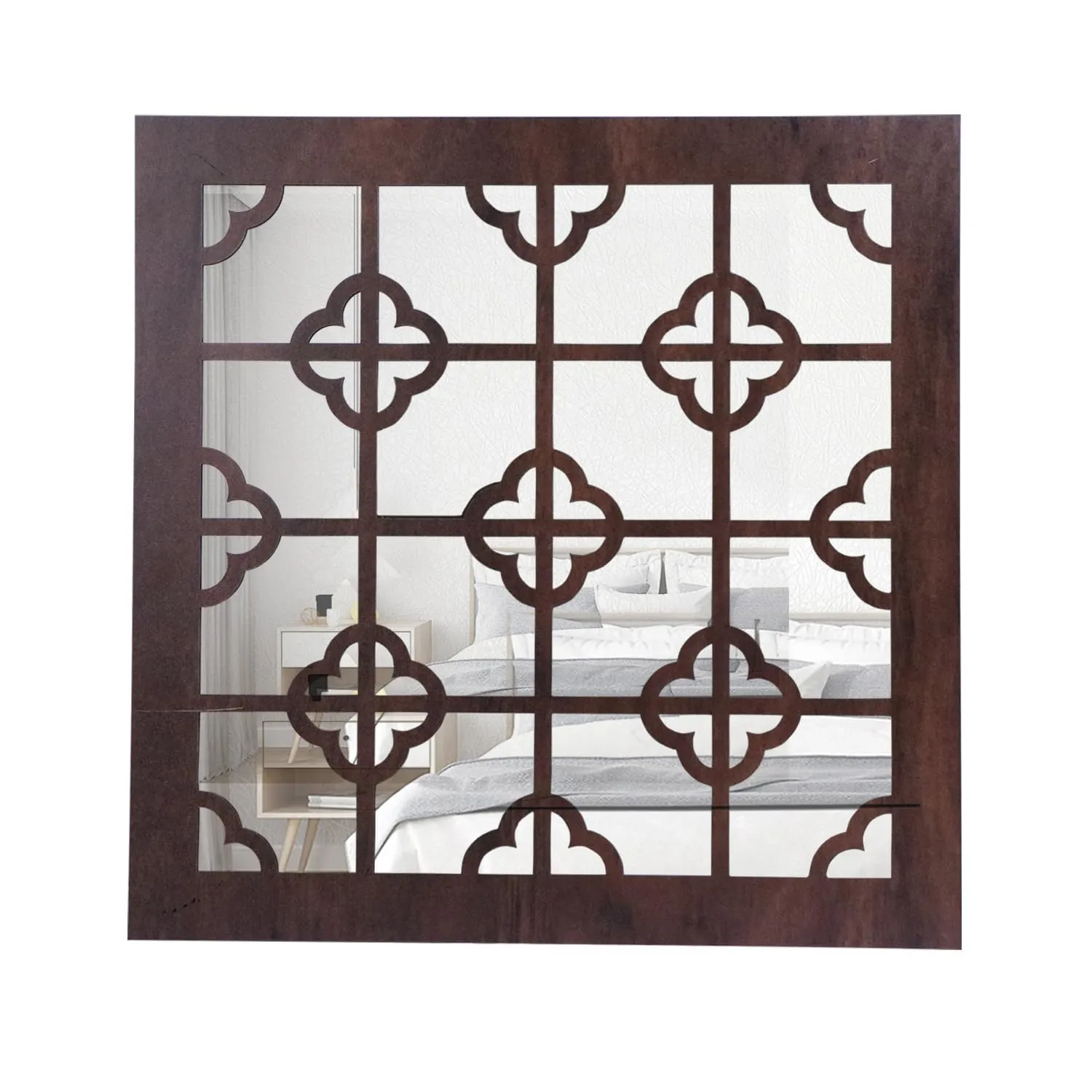 Niyanta Wall Mirror Decor Panels Wooden Hanging Jharokha Wall Decor Frame for Living Room, Bed Room Office |Wooden Wall Panel |Wall Mirror Decor Panel (2, Club)