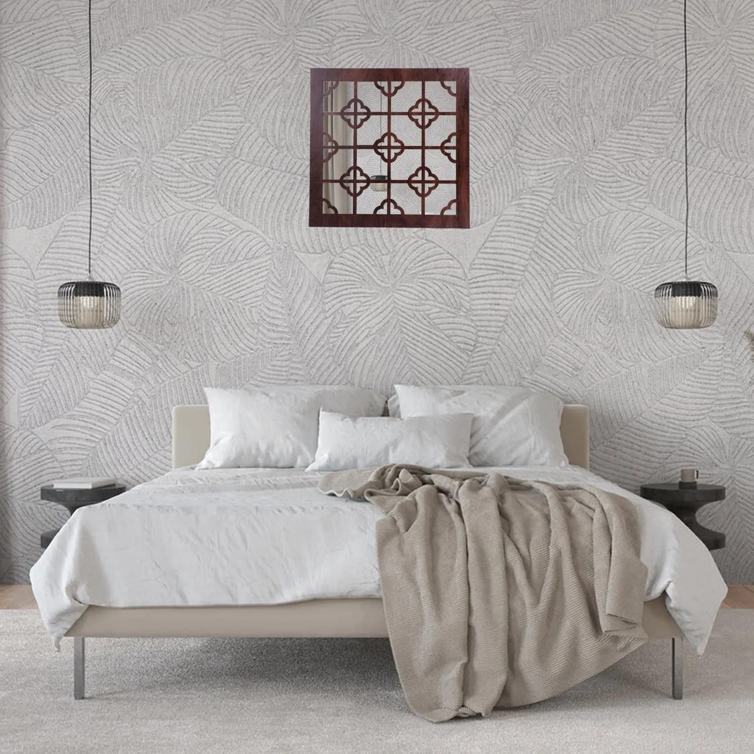 Niyanta Wall Mirror Decor Panels Wooden Hanging Jharokha Wall Decor Frame for Living Room, Bed Room Office |Wooden Wall Panel |Wall Mirror Decor Panel (2, Club)