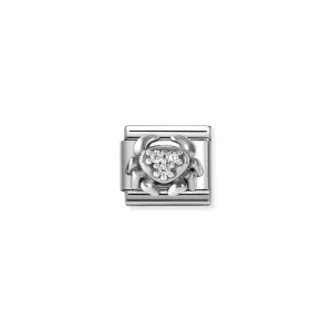 Nomination Composable Link Cancer, Cubic Zirconia, Silver