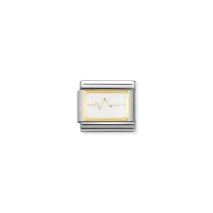 Nomination Composable Link Heart Beat, 18K Gold & Enamel