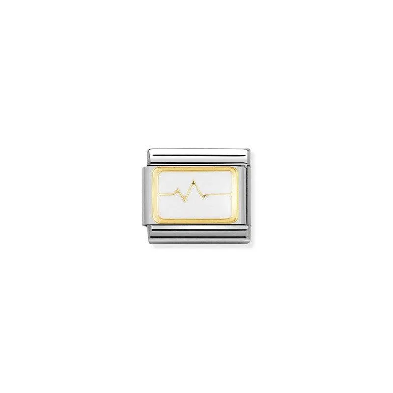 Nomination Composable Link Heart Beat, 18K Gold & Enamel
