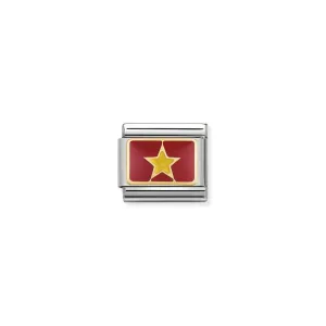 Nomination Composable Link Vietnam Flag, 18K Gold & Enamel