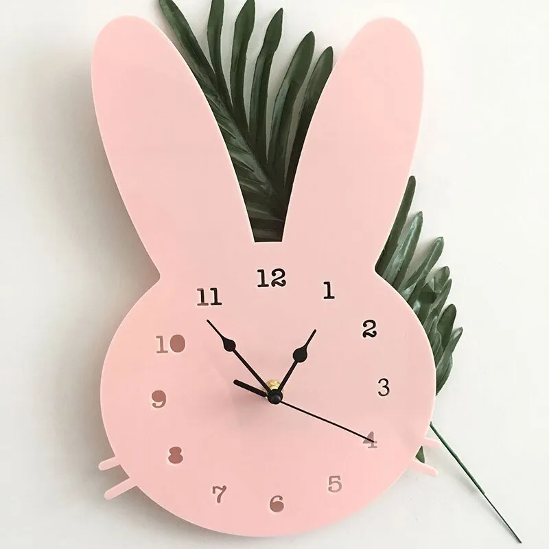 Nordic Wooden Rabbit Shaped Wall Clock