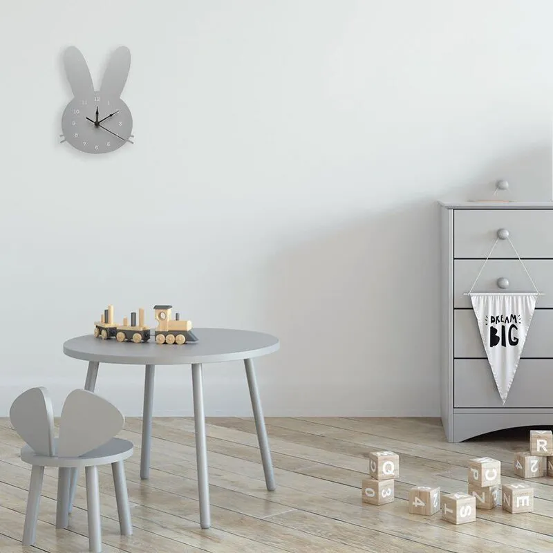 Nordic Wooden Rabbit Shaped Wall Clock