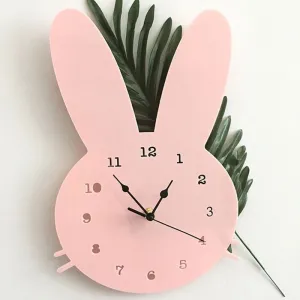 Nordic Wooden Rabbit Shaped Wall Clock