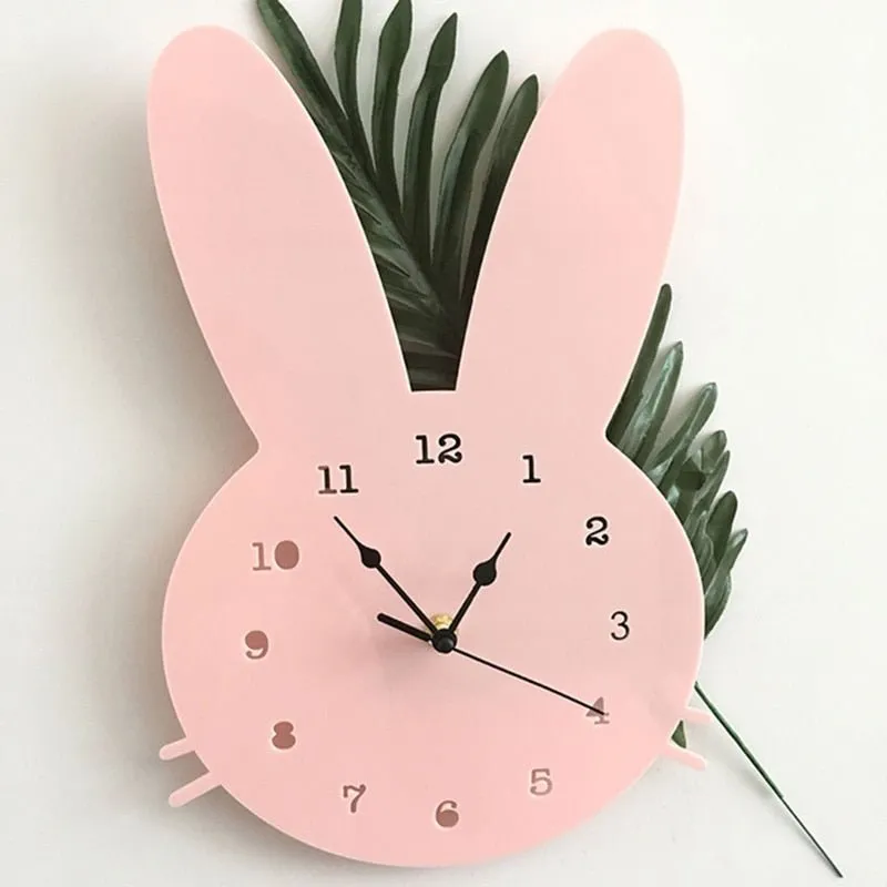 Nordic Wooden Rabbit Shaped Wall Clock