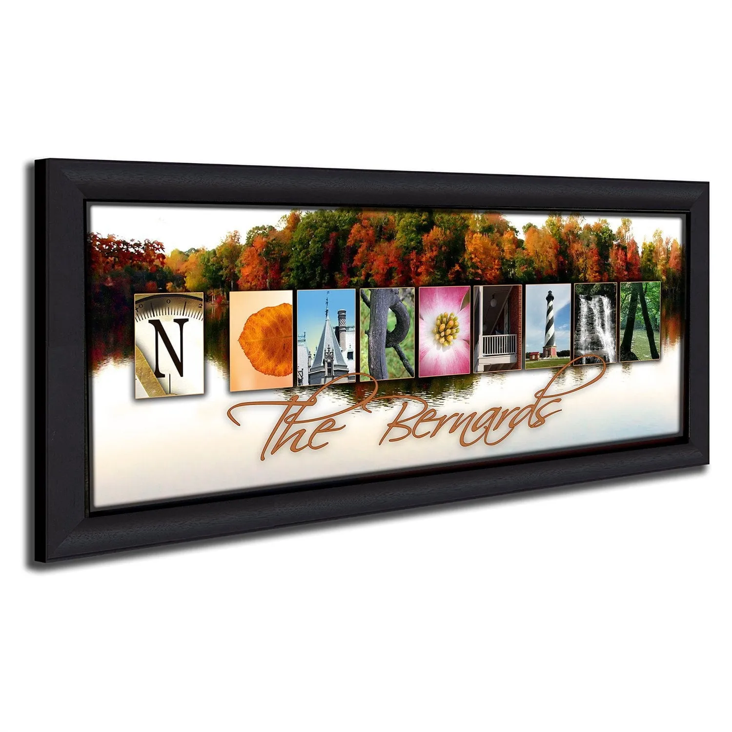 NORTH CAROLINA - State Name Art
