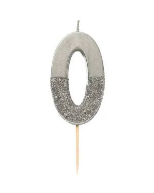 Number 0 Silver Candle