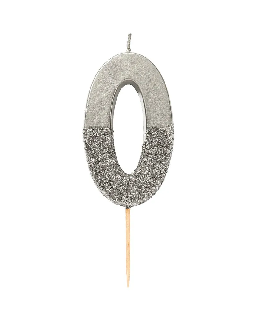 Number 0 Silver Candle