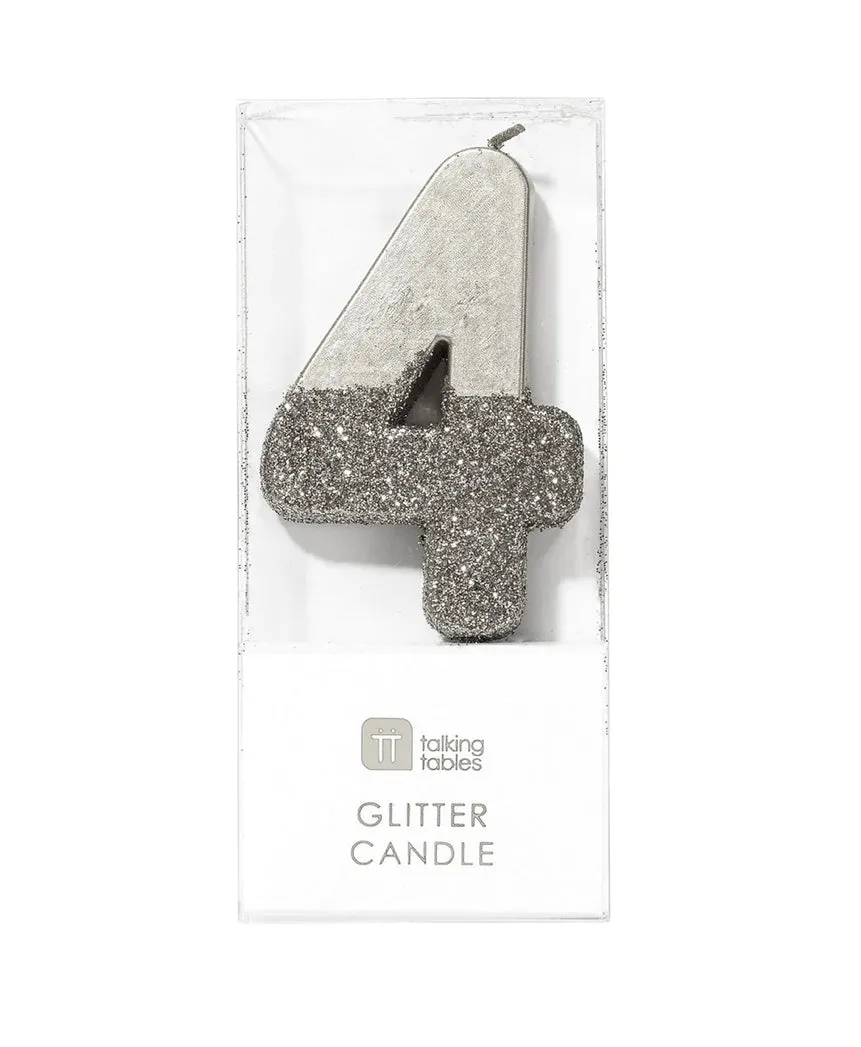 Number 4 Silver Candle