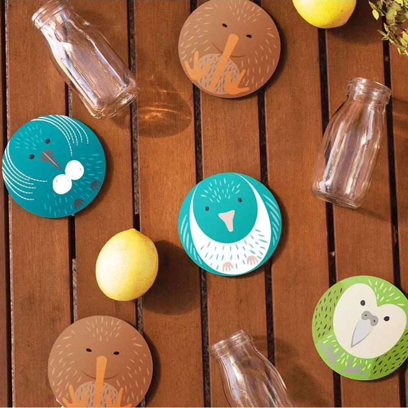 NZ Cuties Kiwi Ceramic Coaster Set/4