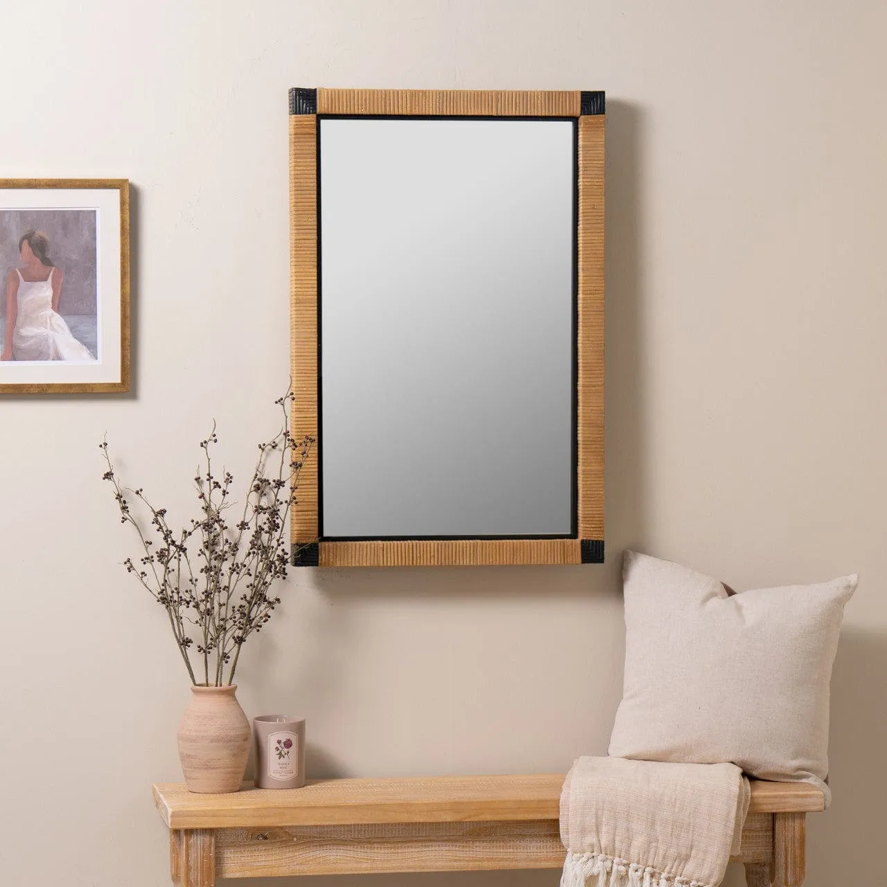 Oblivion Wisp Rattan Wall Mirror 24W x 36H