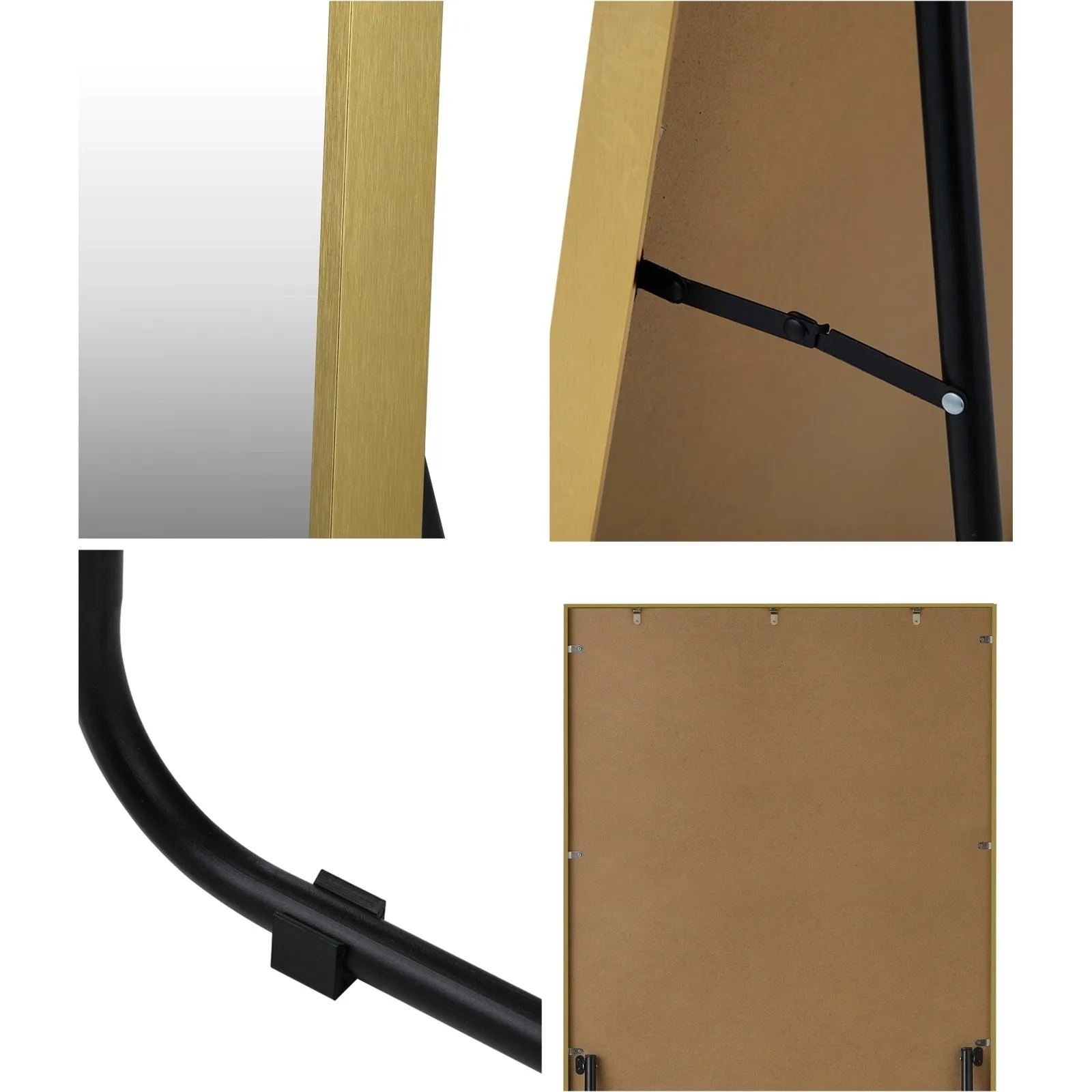 Oikiture Full Length Mirror Rectangle Dressing Floor Mirrors 166x60cm Gold