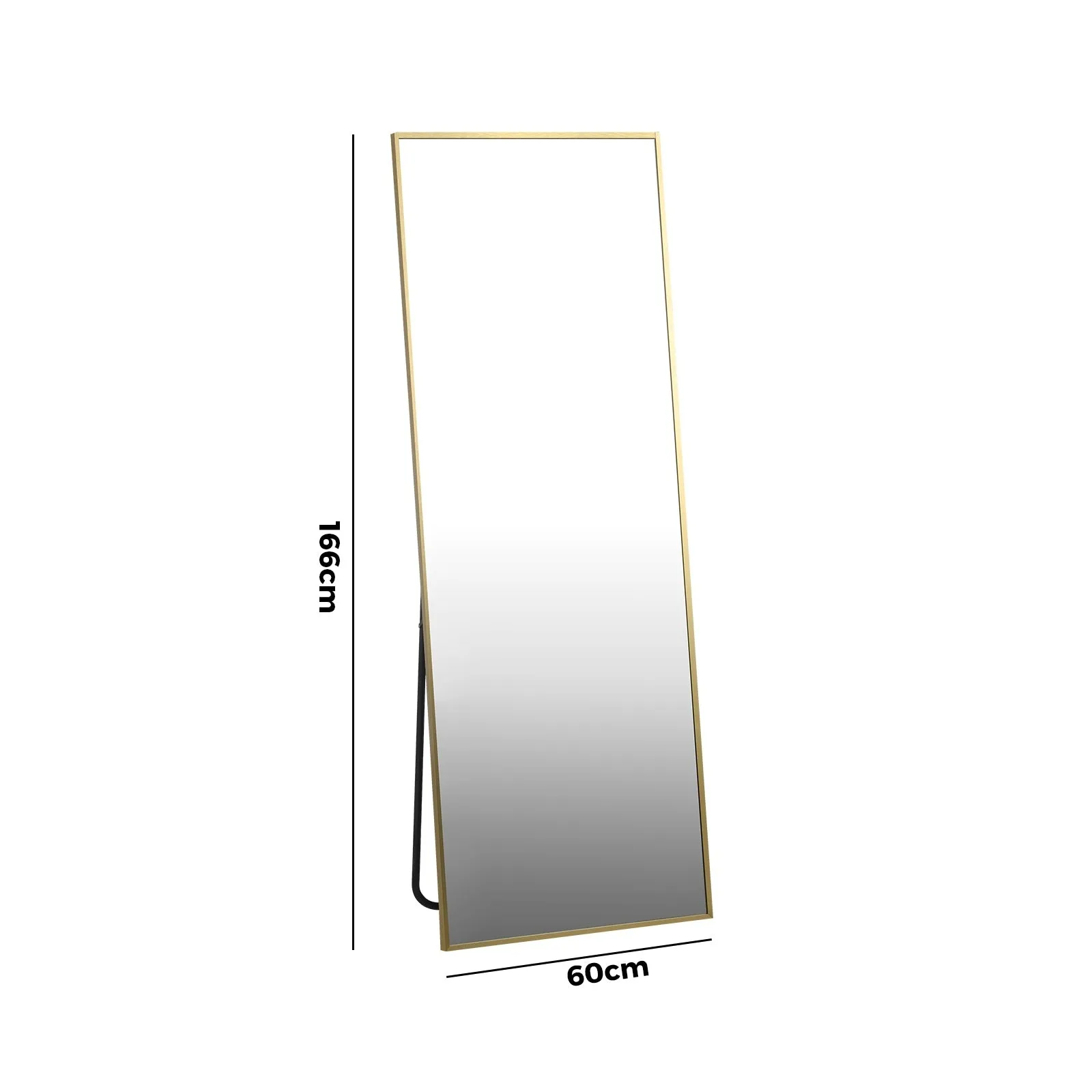 Oikiture Full Length Mirror Rectangle Dressing Floor Mirrors 166x60cm Gold