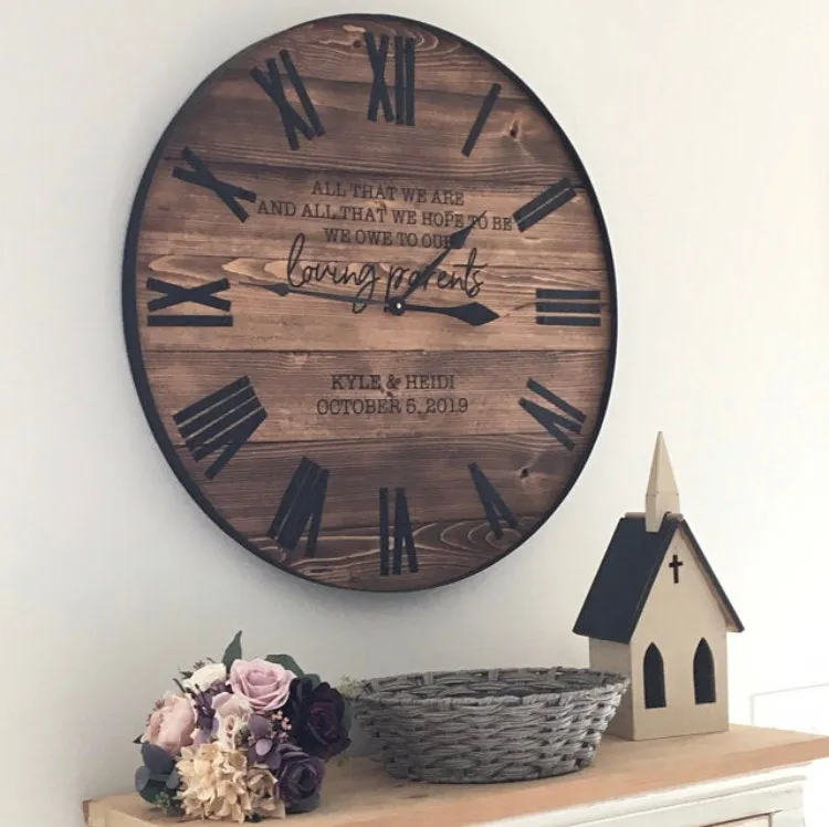 Oversized Rustic Wooden Wall Clock
