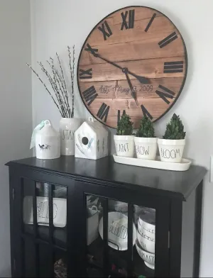 Oversized Rustic Wooden Wall Clock