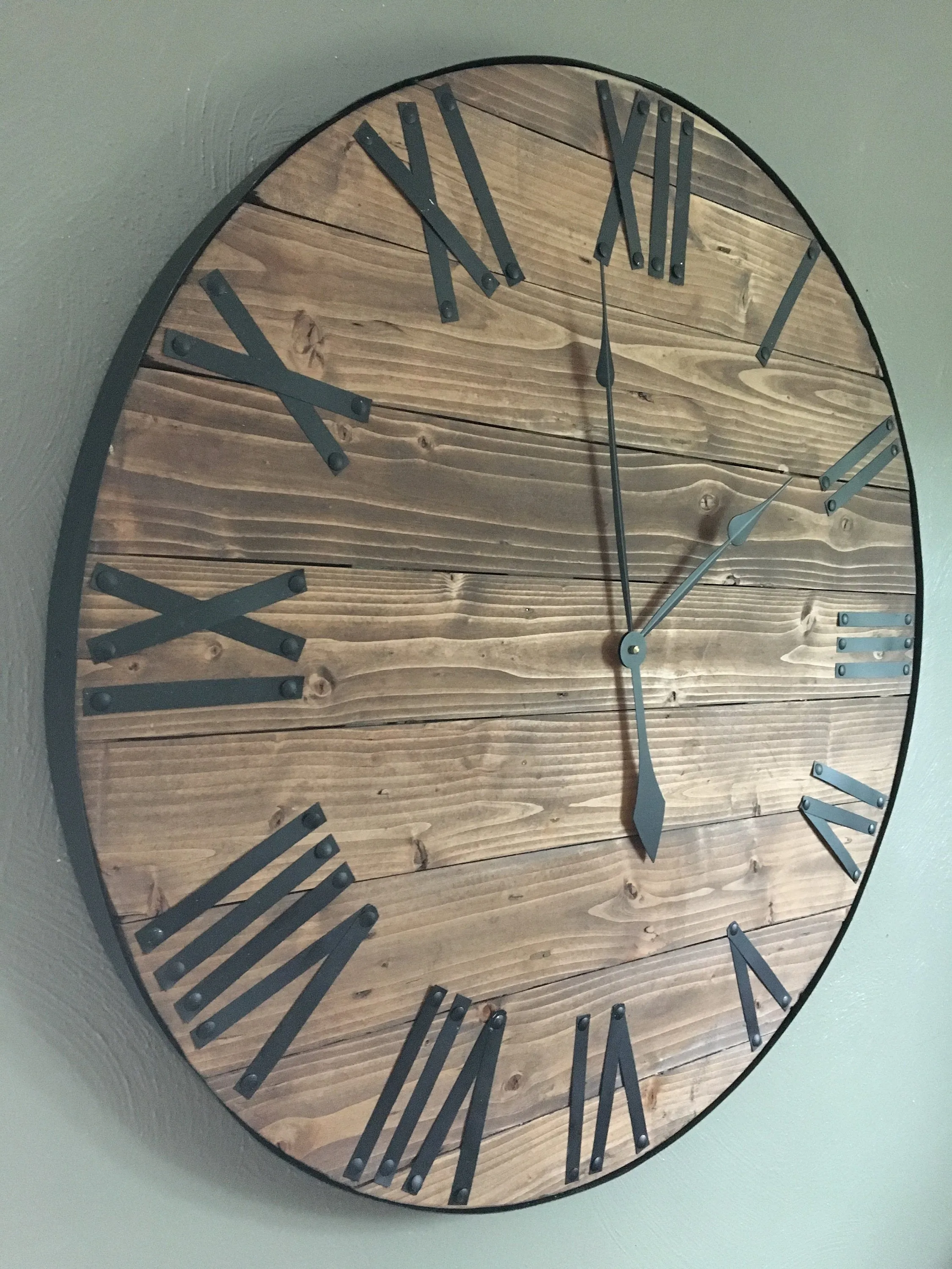 Oversized Rustic Wooden Wall Clock