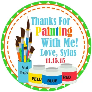 Painting Art Birthday Party Stickers Or Favor Tags