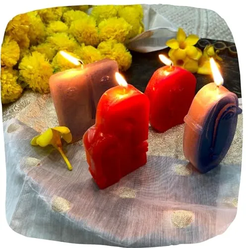 PALASH Pillar Candle (4 Pack) for Home Decor, Bedrom, Gift, Diwali, Birthday, Valentines, New Year, Christmas DIY (Pack of 4)