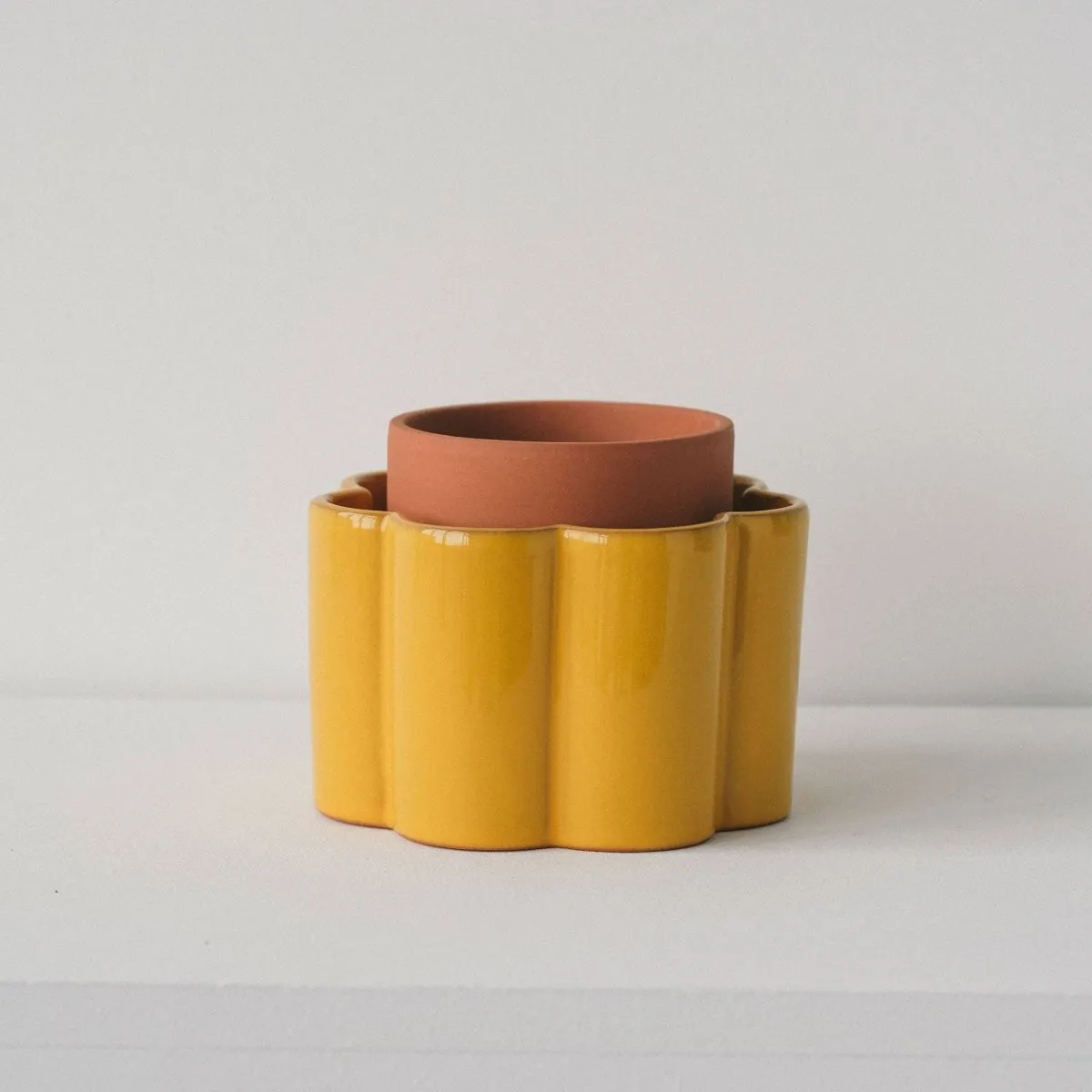 Paula Self Watering Planter Pot - Mustard Yellow