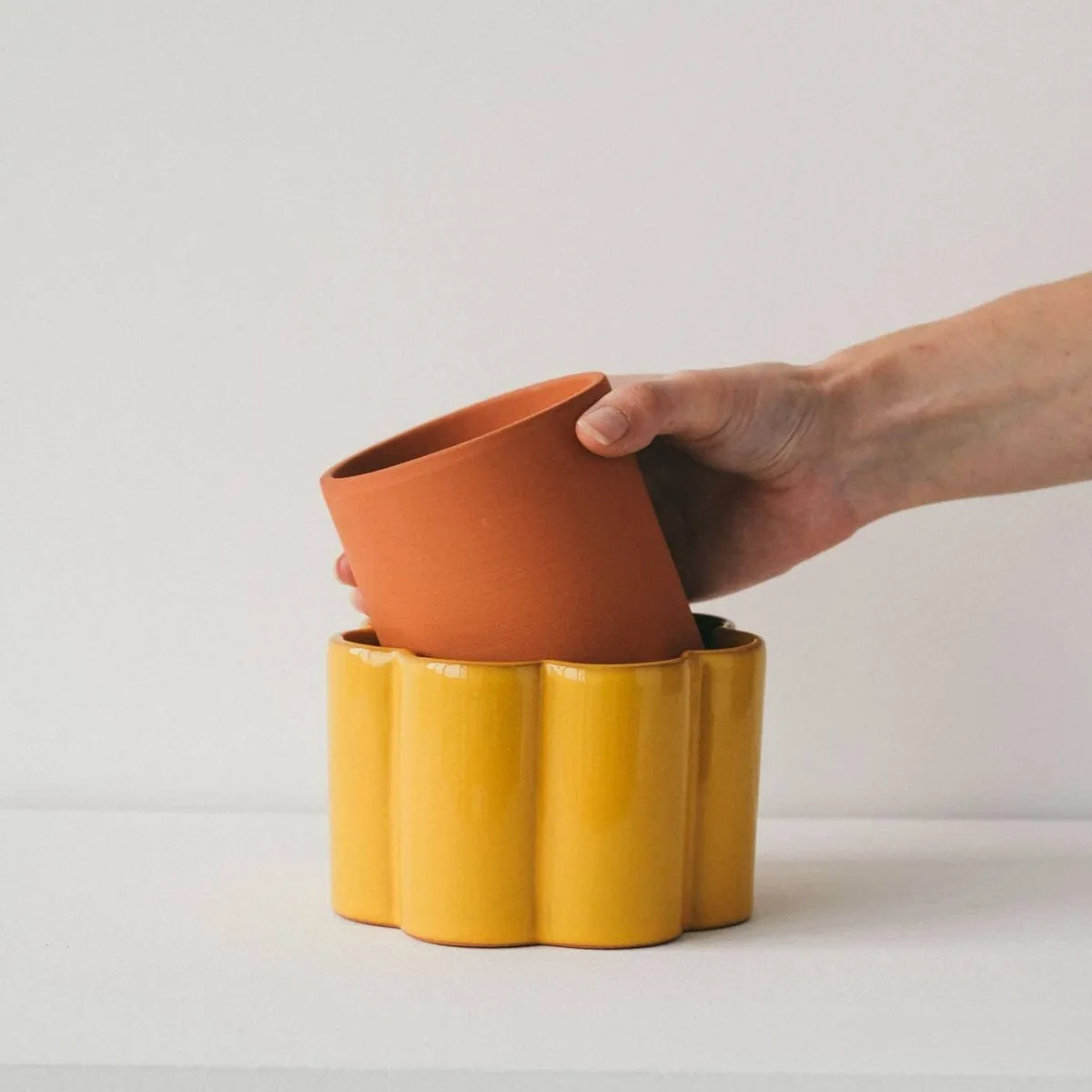 Paula Self Watering Planter Pot - Mustard Yellow