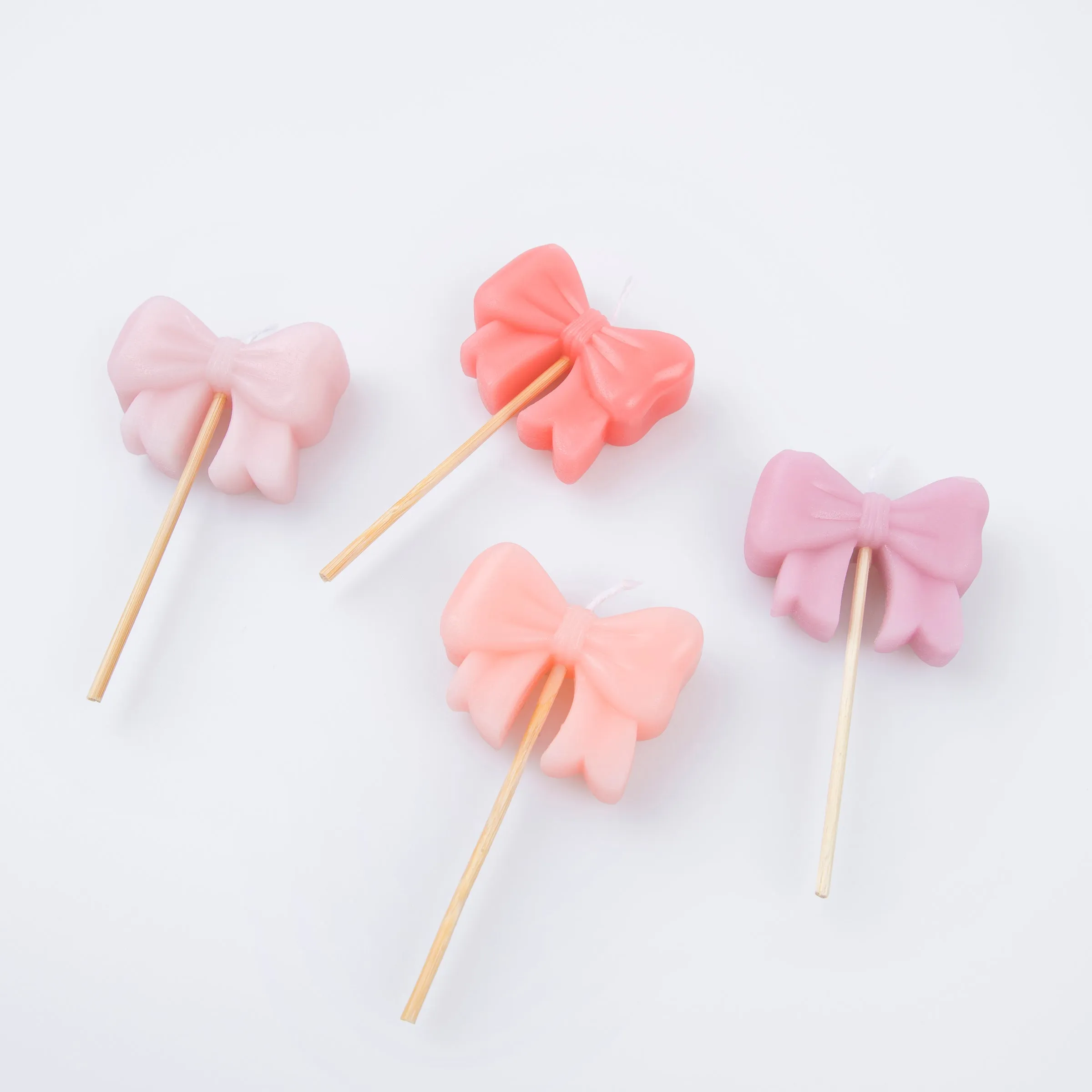 Pink Bow Candles (x 4)