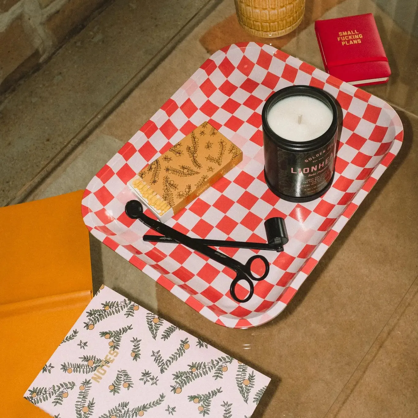 Pink Checker Large Tray